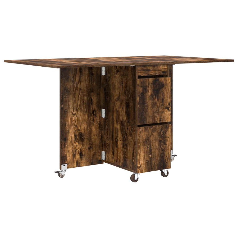 Eettafel 2 pcs 140 x 80 x 77 cm Bewerkt hout Gerookt eiken