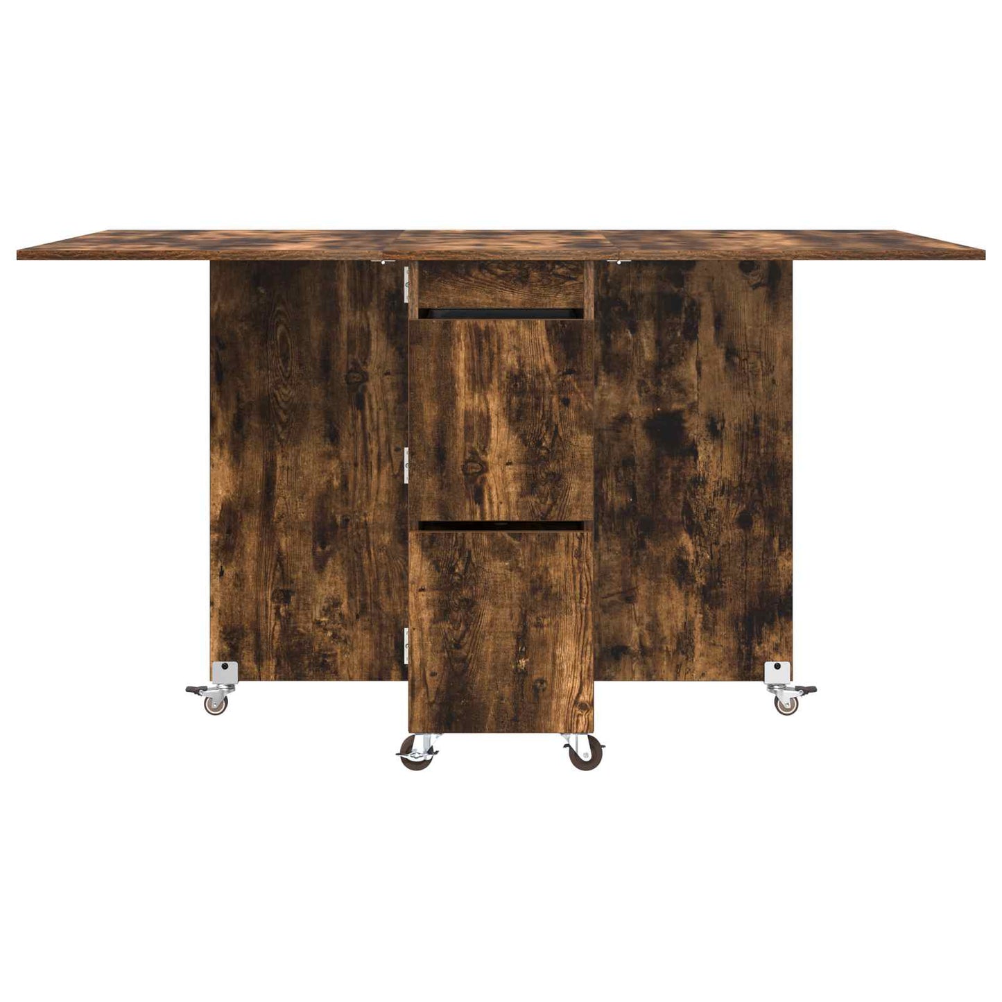 Eettafel 2 pcs 140 x 80 x 77 cm Bewerkt hout Gerookt eiken