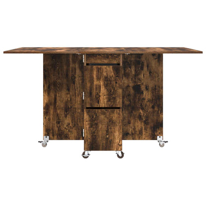 Eettafel 2 pcs 140 x 80 x 77 cm Bewerkt hout Gerookt eiken