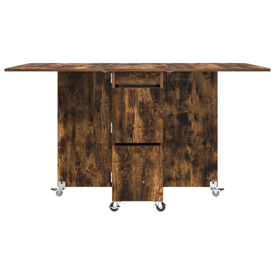 Eettafel 2 pcs 140 x 80 x 77 cm Bewerkt hout Gerookt eiken
