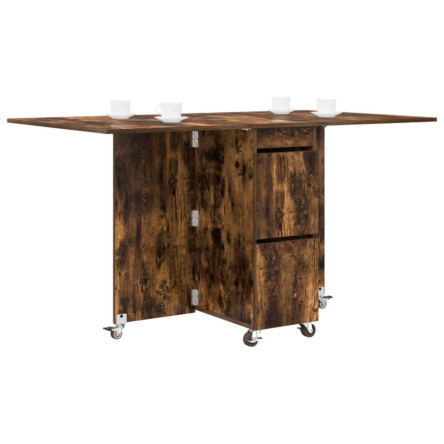 Eettafel 2 pcs 140 x 80 x 77 cm Bewerkt hout Gerookt eiken
