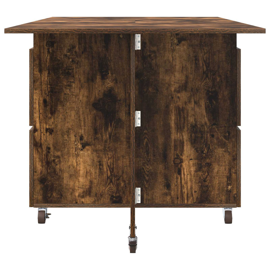 Eettafel 2 pcs 140 x 80 x 77 cm Bewerkt hout Gerookt eiken