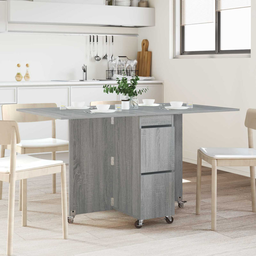 Eettafel 2 pcs 140 x 80 x 77 cm Bewerkt hout Grijs Sonoma