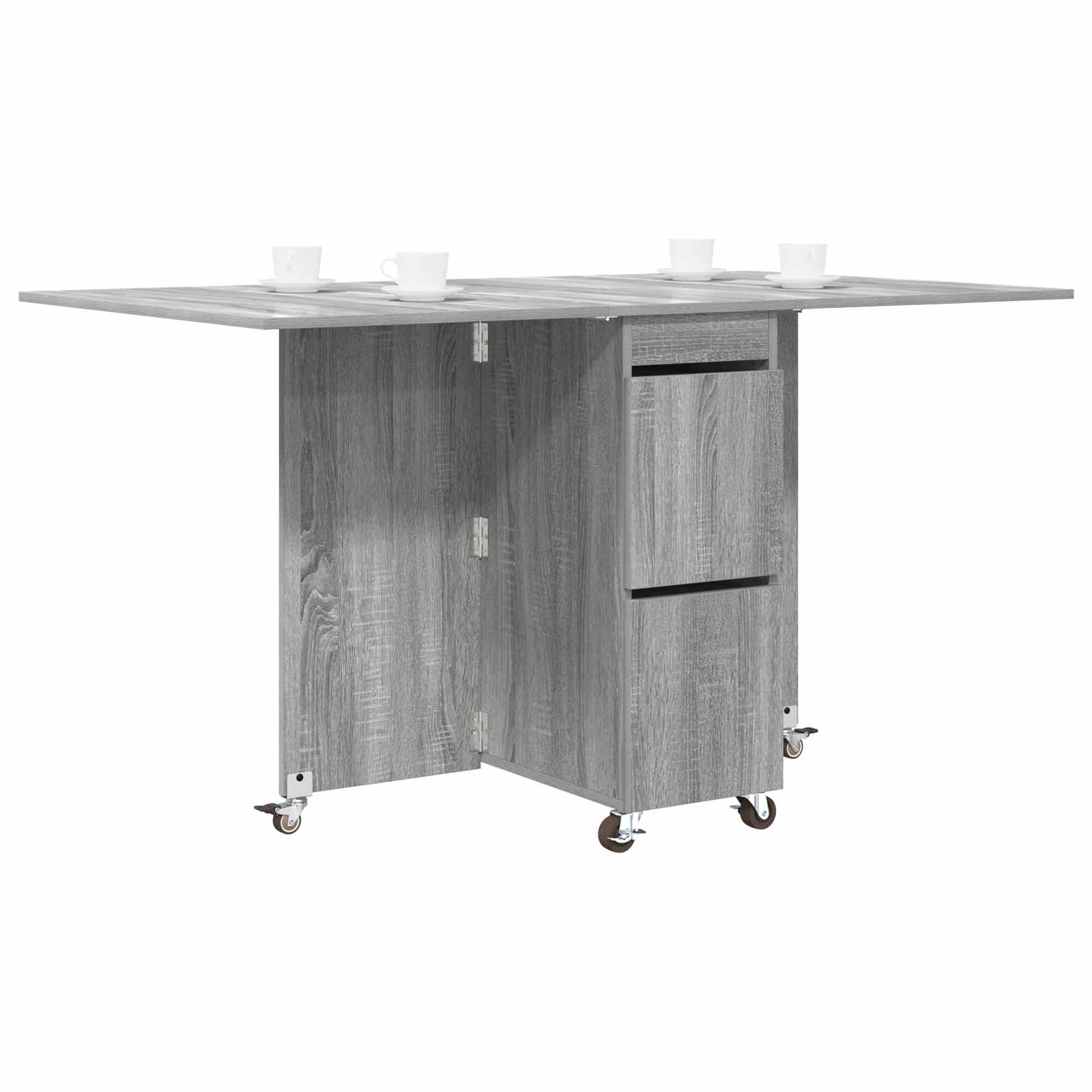 Eettafel 2 pcs 140 x 80 x 77 cm Bewerkt hout Grijs Sonoma
