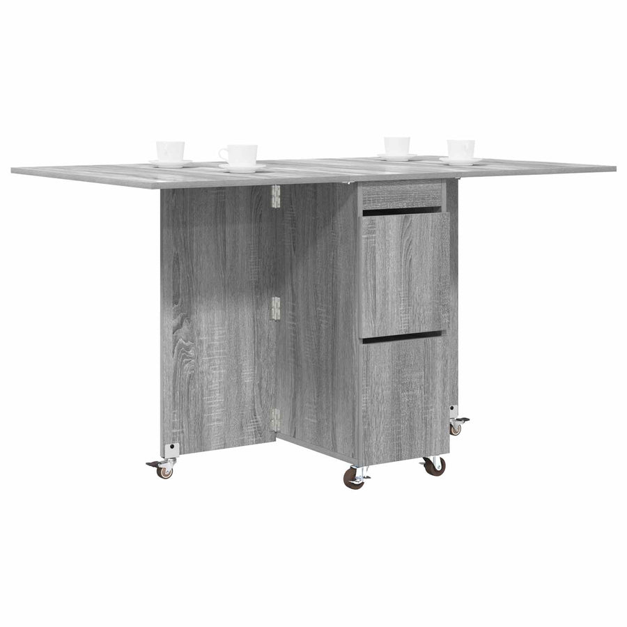 Eettafel 2 pcs 140 x 80 x 77 cm Bewerkt hout Grijs Sonoma