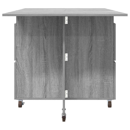 Eettafel 2 pcs 140 x 80 x 77 cm Bewerkt hout Grijs Sonoma