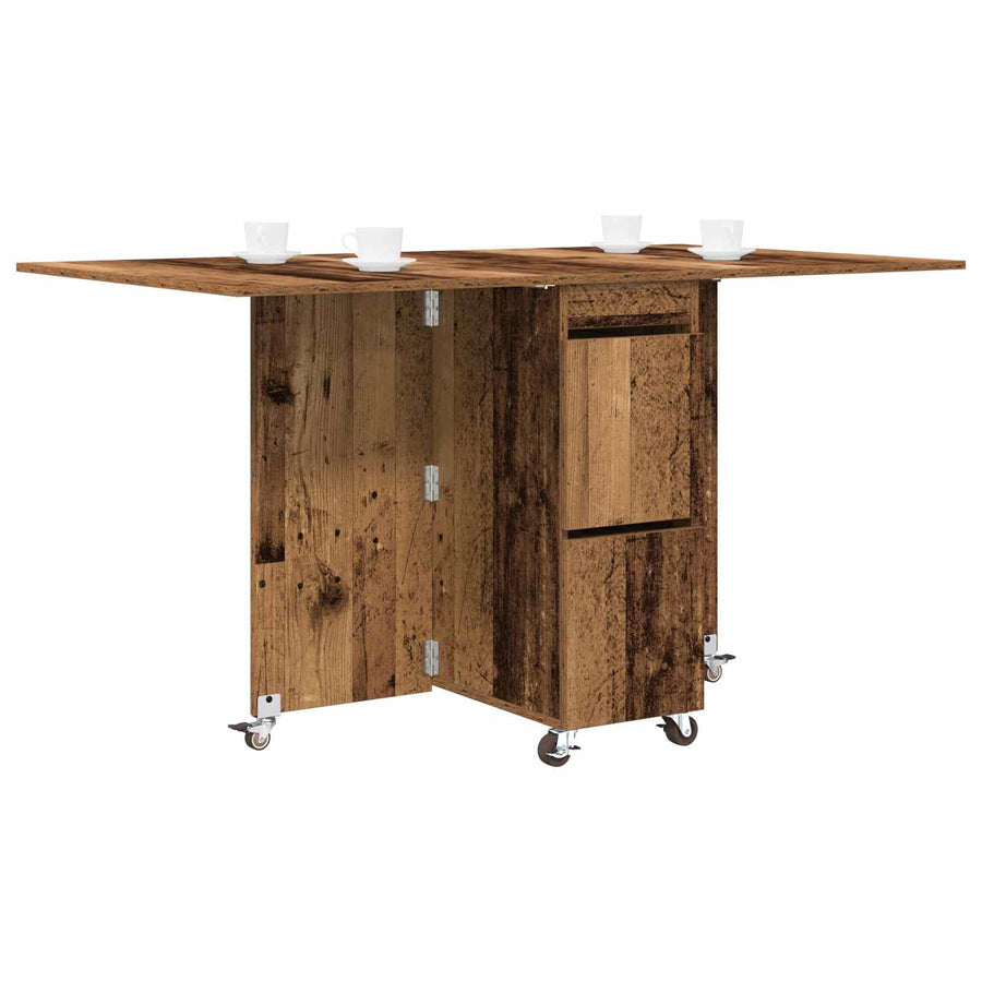 Eettafel 2 pcs 140 x 80 x 77 cm Bewerkt hout Oud hout
