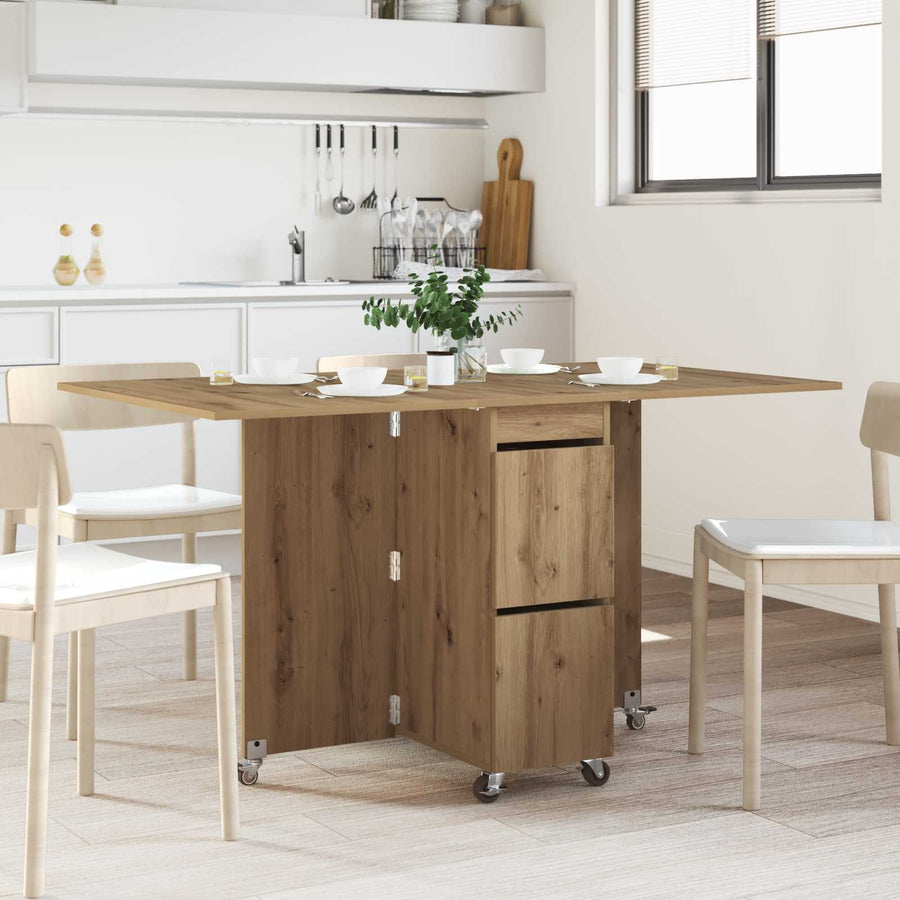 Eettafel 2 pcs 140 x 80 x 77 cm Bewerkt hout Artisanaal eiken