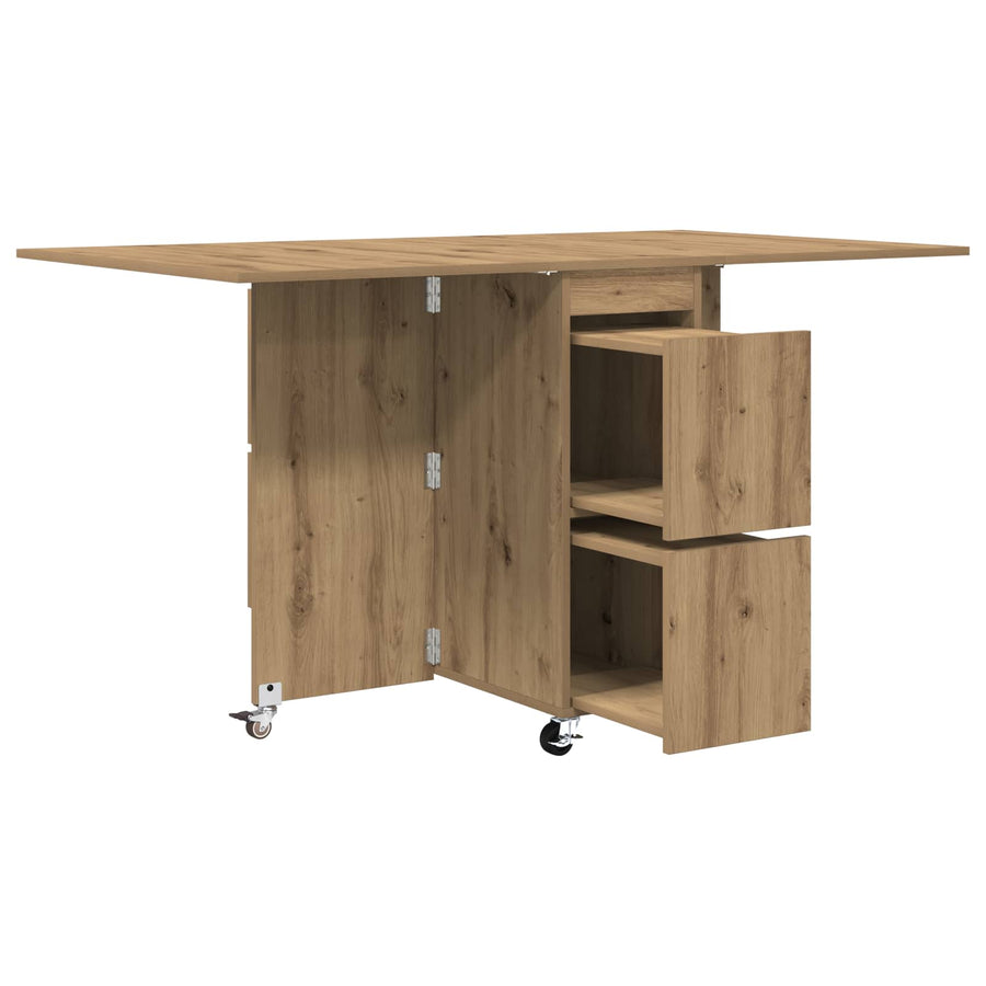 Eettafel 2 pcs 140 x 80 x 77 cm Bewerkt hout Artisanaal eiken