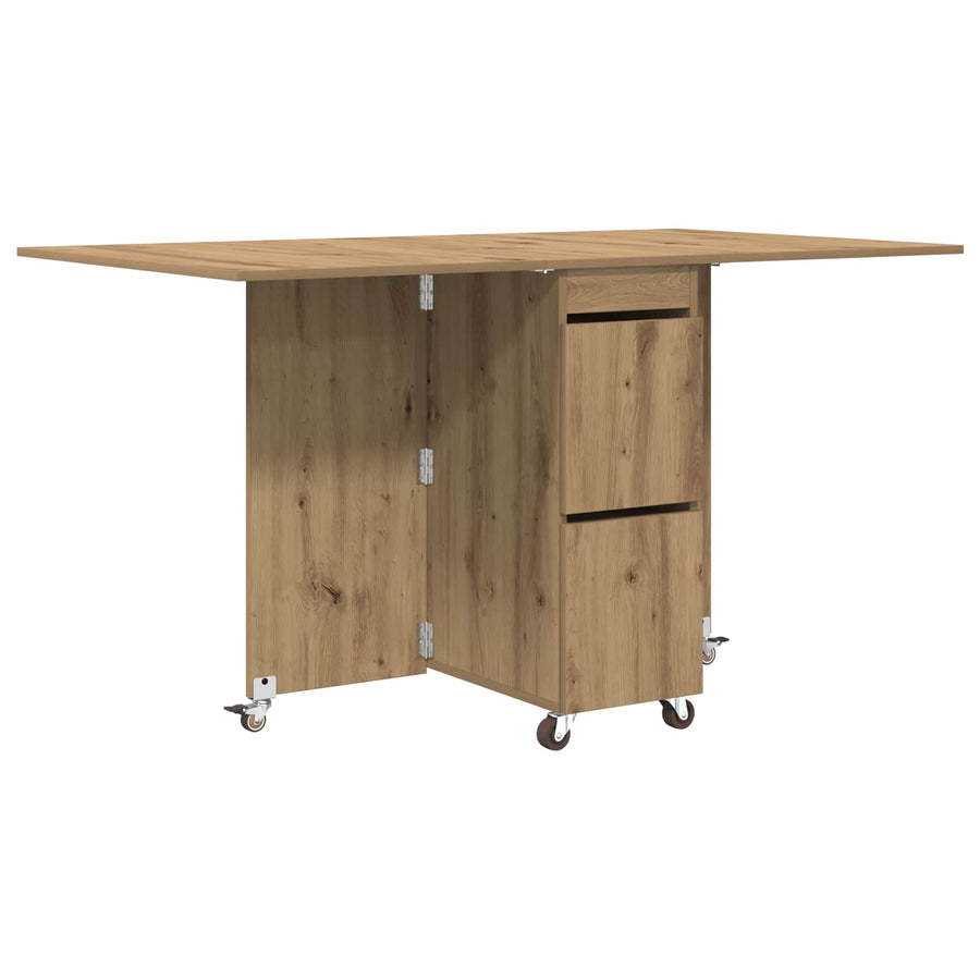 Eettafel 2 pcs 140 x 80 x 77 cm Bewerkt hout Artisanaal eiken