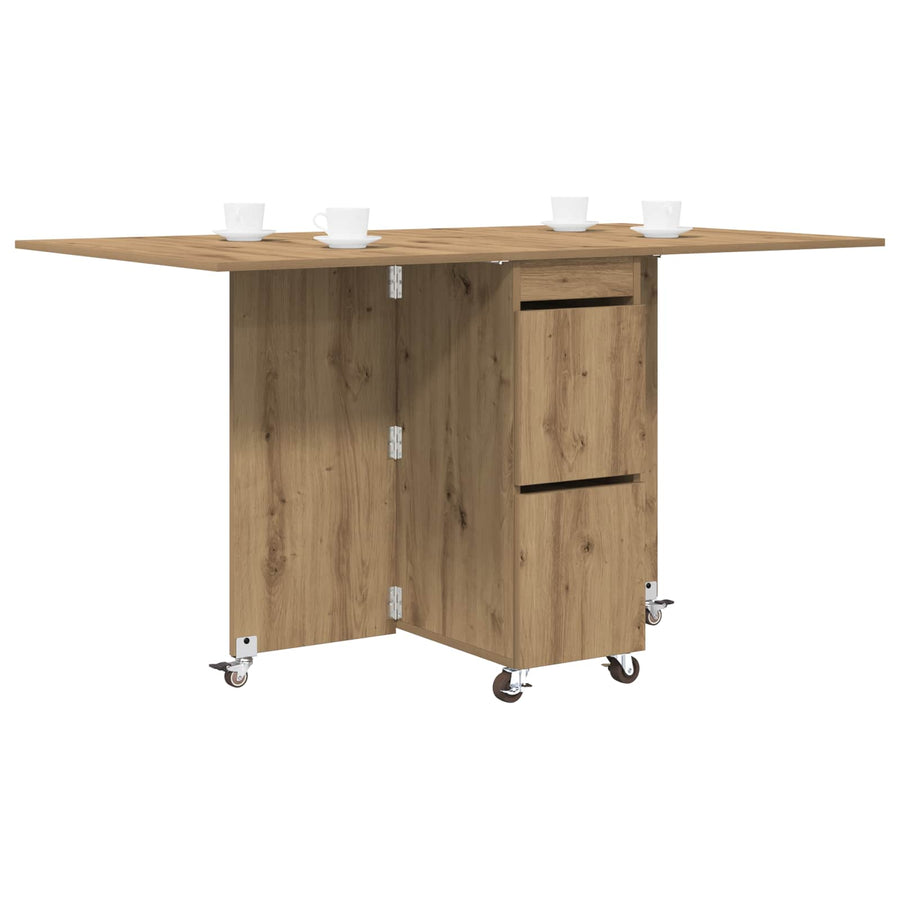 Eettafel 2 pcs 140 x 80 x 77 cm Bewerkt hout Artisanaal eiken