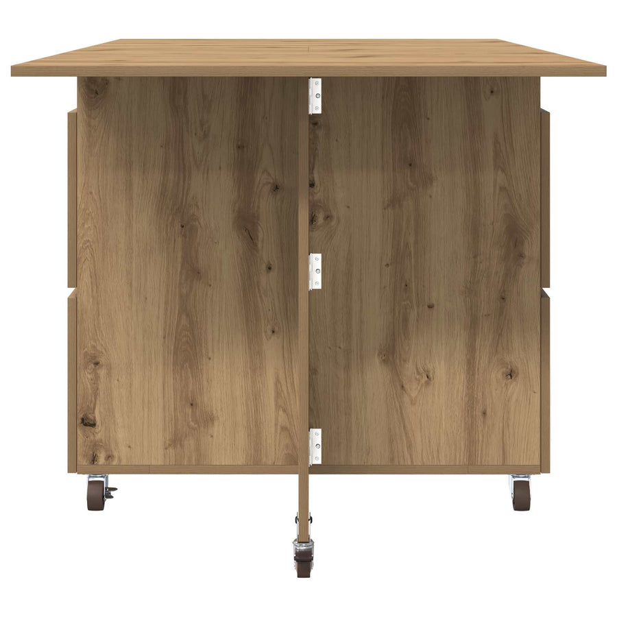 Eettafel 2 pcs 140 x 80 x 77 cm Bewerkt hout Artisanaal eiken