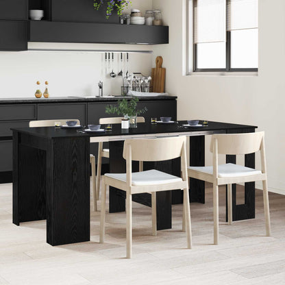 Eettafel 180 x 85 x 75 cm Bewerkt hout Zwart eiken Rechthoekig