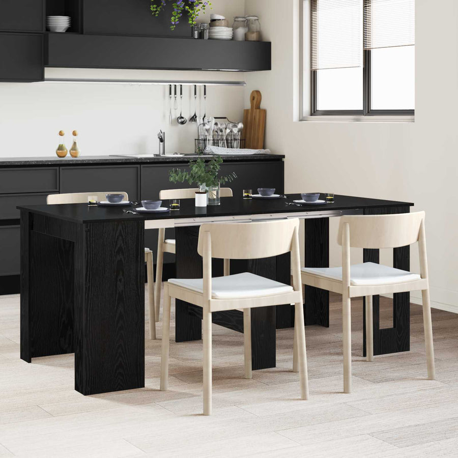 Eettafel 180 x 85 x 75 cm Bewerkt hout Zwart eiken Rechthoekig