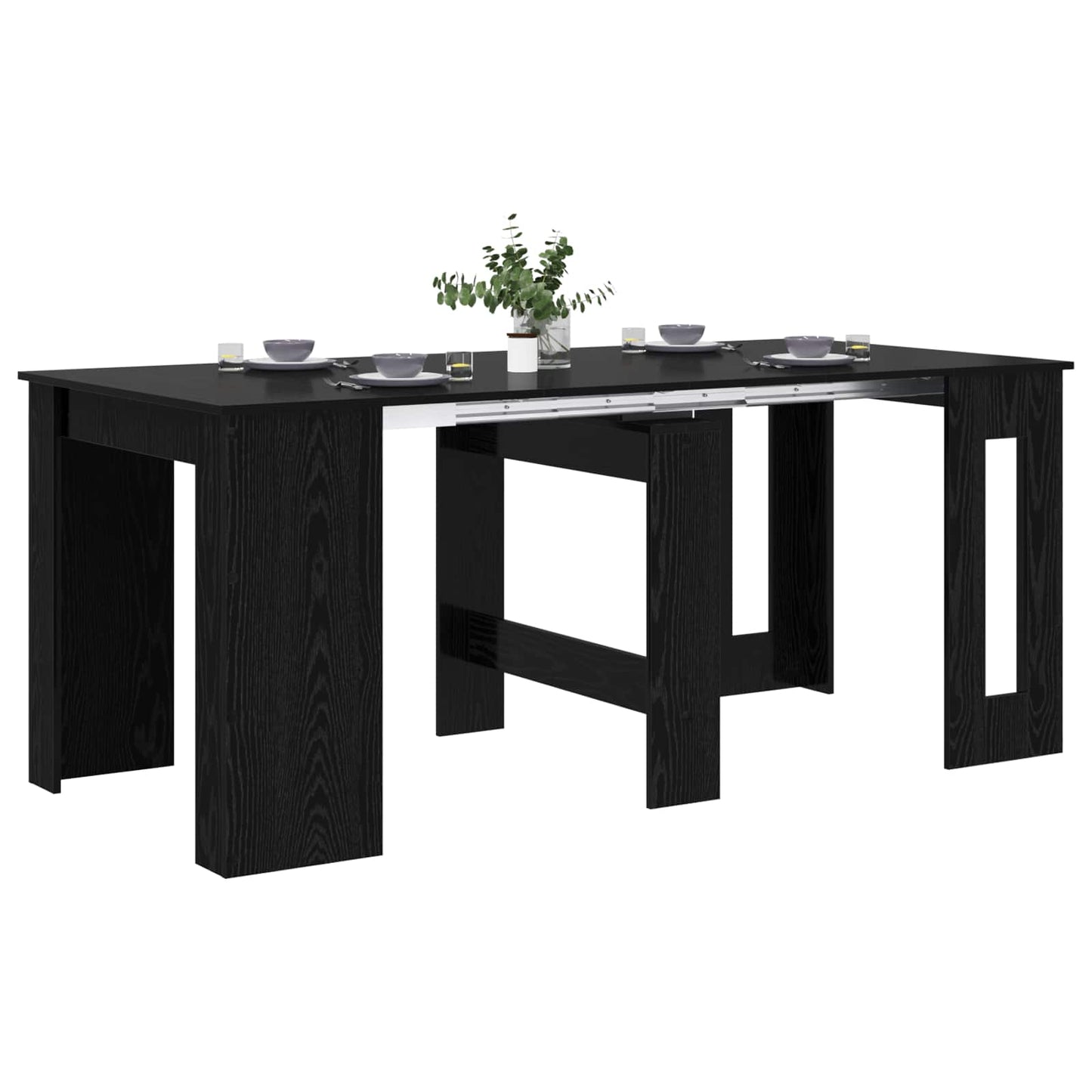 Eettafel 180 x 85 x 75 cm Bewerkt hout Zwart eiken Rechthoekig