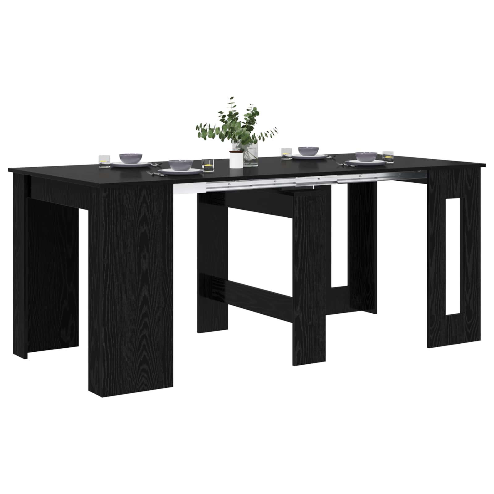 Eettafel 180 x 85 x 75 cm Bewerkt hout Zwart eiken Rechthoekig