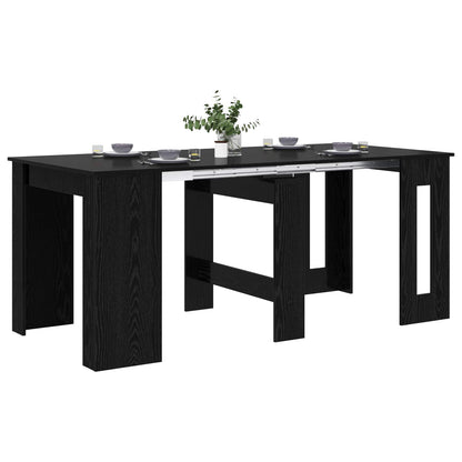 Eettafel 180 x 85 x 75 cm Bewerkt hout Zwart eiken Rechthoekig
