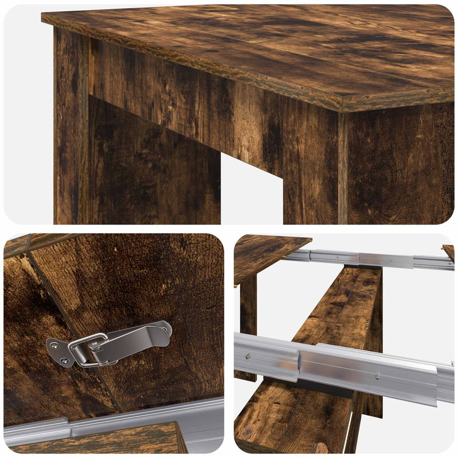 Eettafel 180 x 85 x 75 cm Bewerkt hout Gerookt eiken