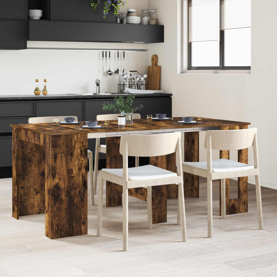 Eettafel 180 x 85 x 75 cm Bewerkt hout Gerookt eiken