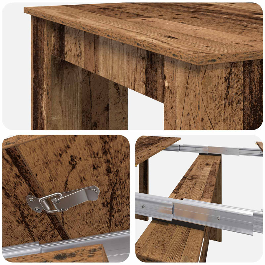 Eettafel 180 x 85 x 75 cm Bewerkt hout Oud hout Rechthoekig