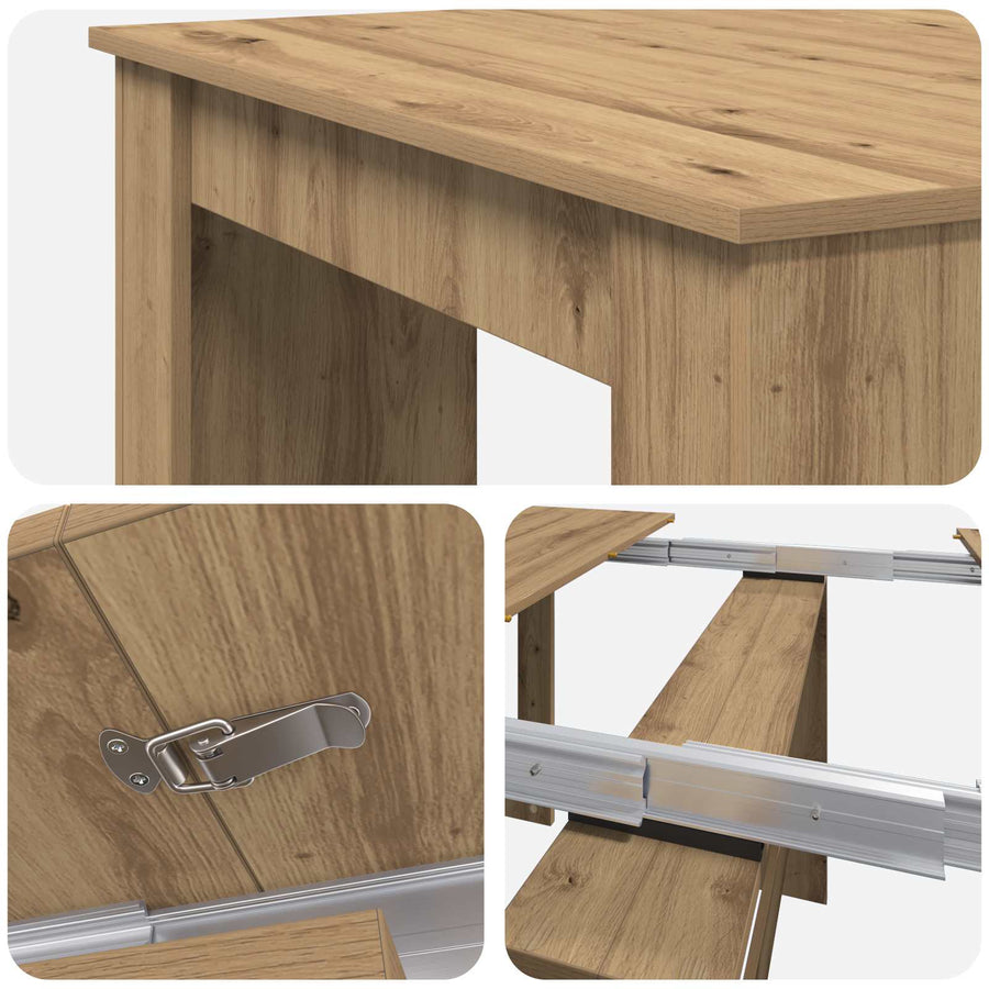 Eettafel 180 x 85 x 75 cm Bewerkt hout Artisanaal eiken