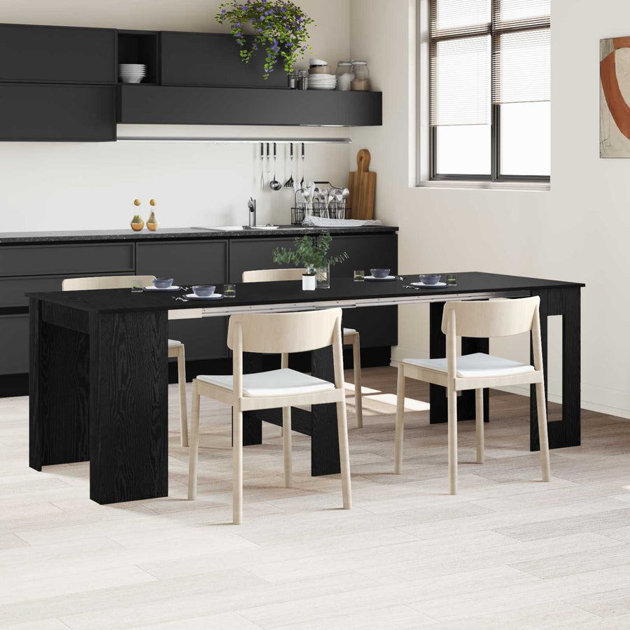 Eettafel 240 x 85 x 75 cm Bewerkt hout Zwart eiken Rechthoekig