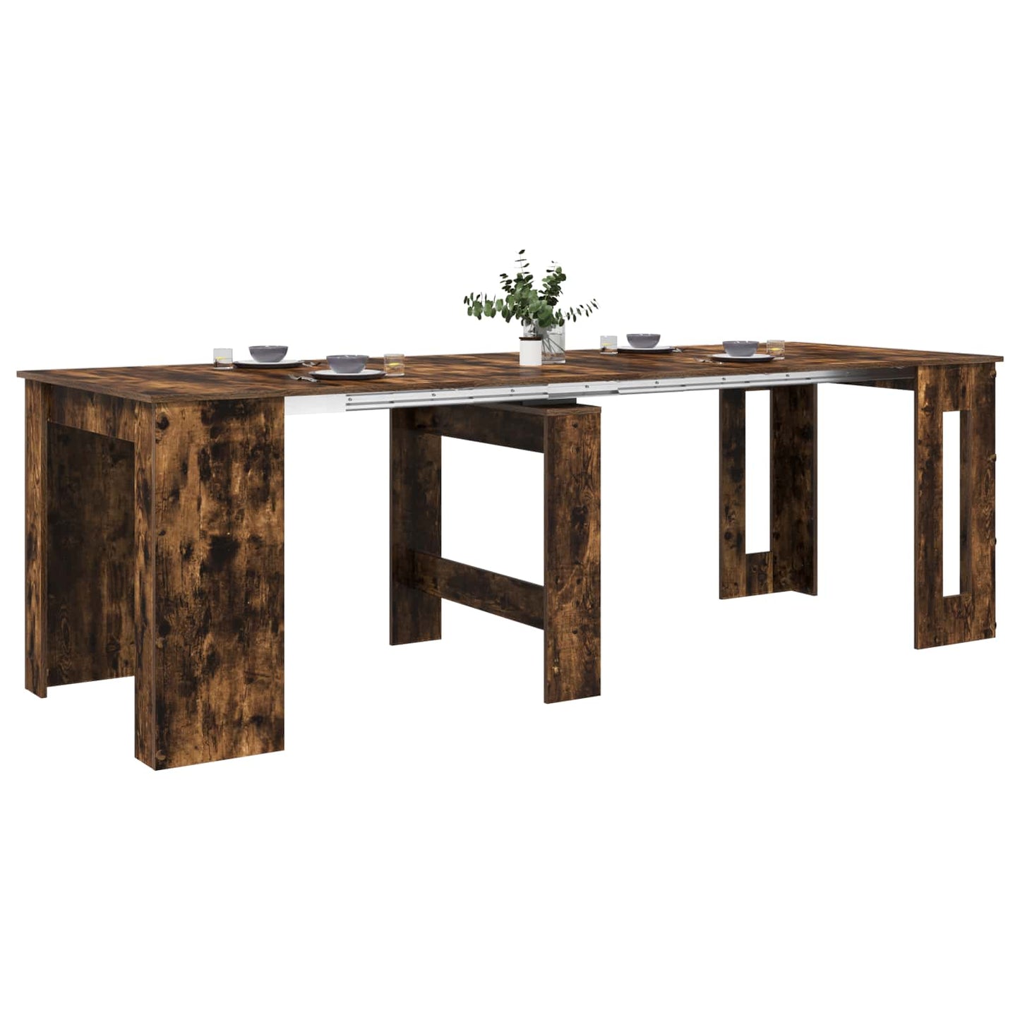 Eettafel 240 x 85 x 75 cm Bewerkt hout Gerookt eiken