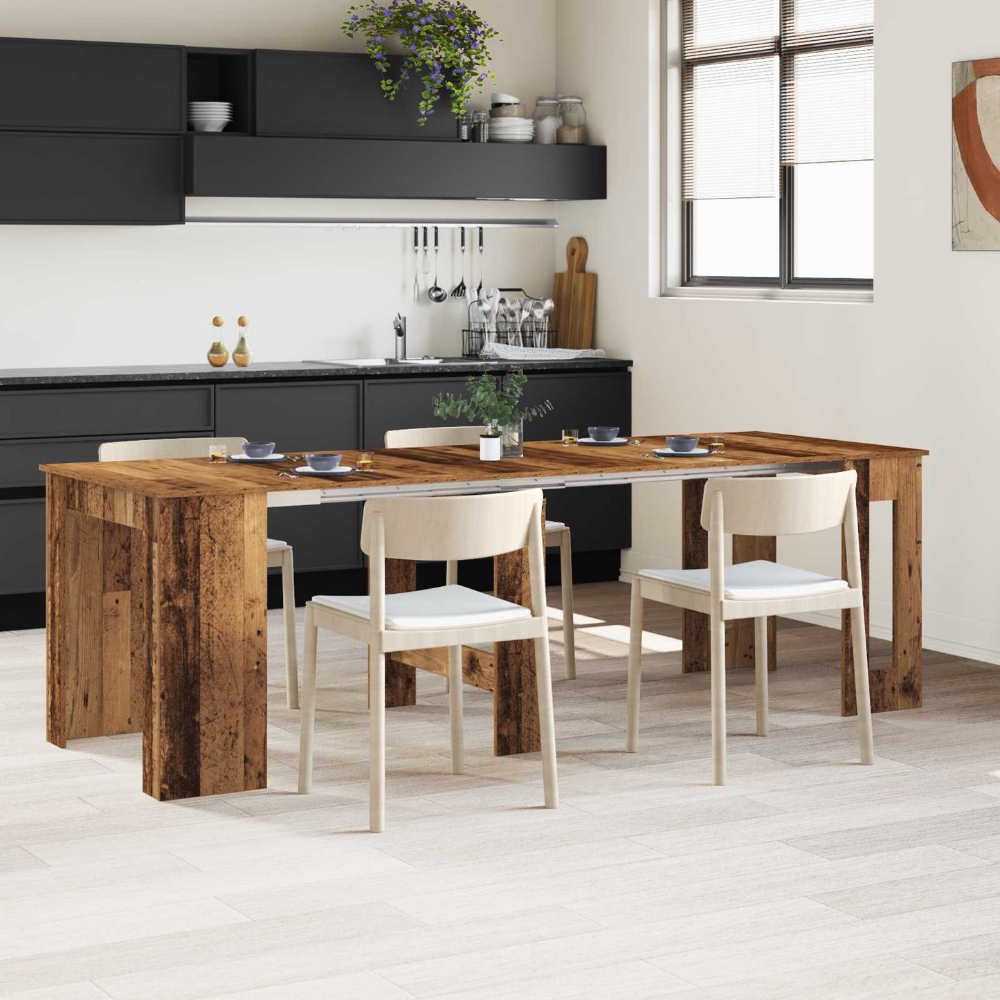 Eettafel 240 x 85 x 75 cm Bewerkt hout Oud hout Rechthoekig