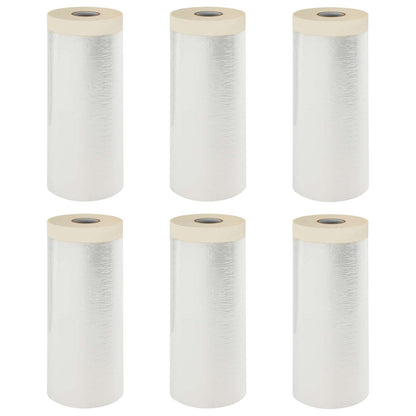 Stofdoek met plakband 6 pcs Doorzichtig 140 x 3300 cm HDPE