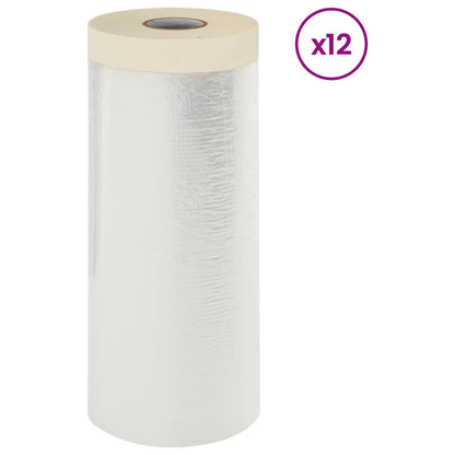 Stofdoek met plakband 12 pcs Doorzichtig 140 x 3300 cm HDPE