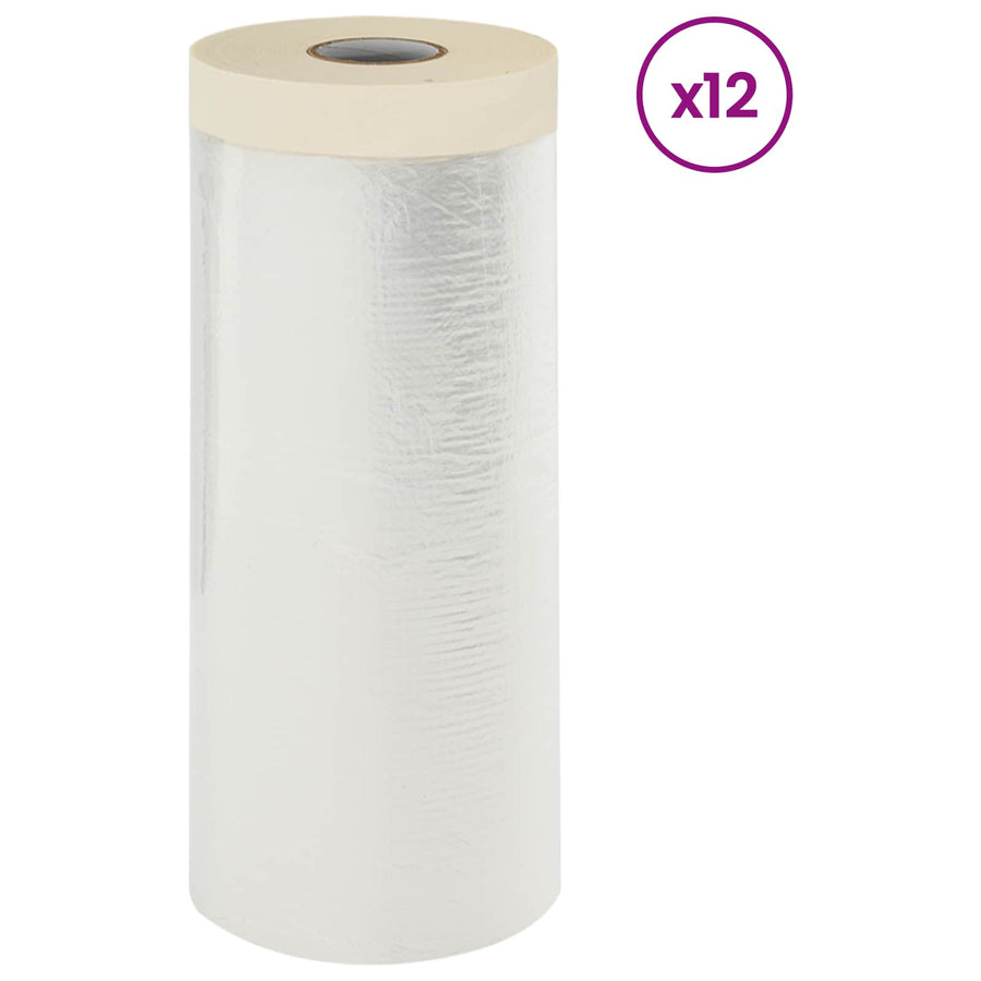 Stofdoek met plakband 12 pcs Doorzichtig 140 x 3300 cm HDPE
