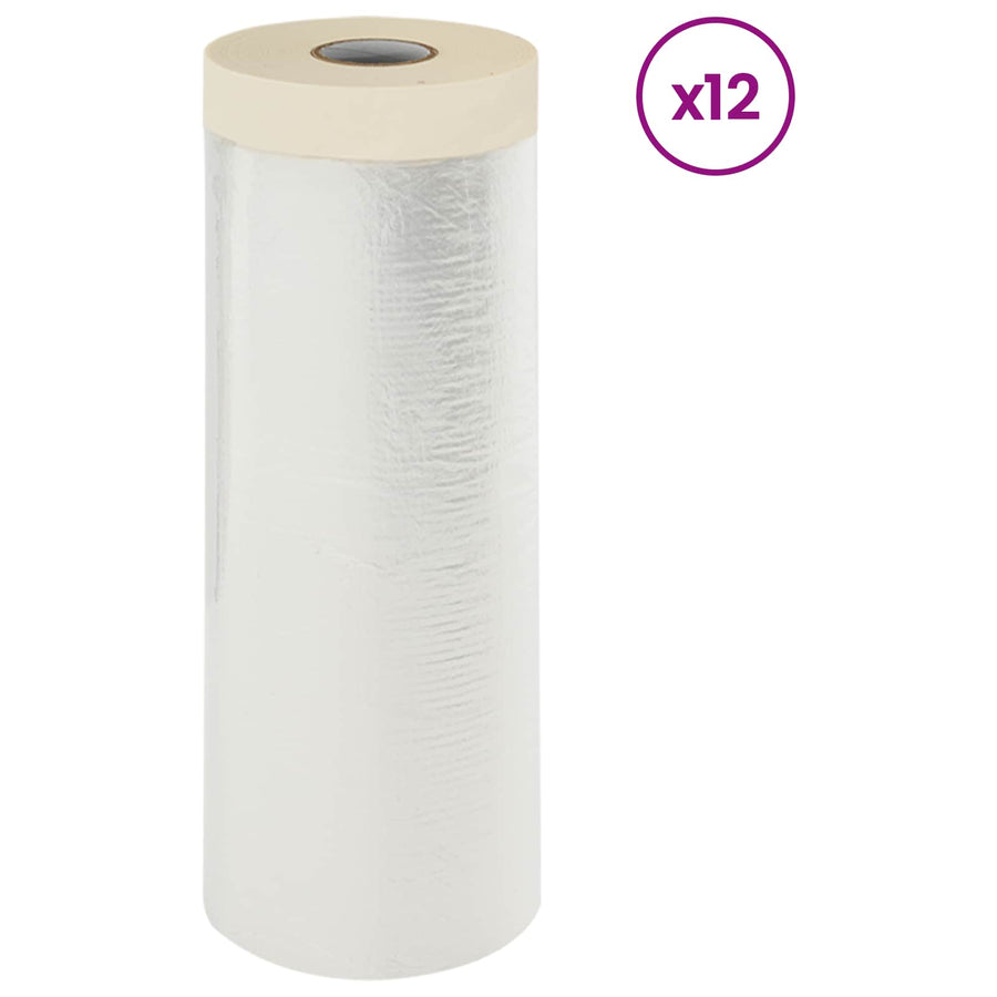 Stofdoek met plakband 12 pcs Doorzichtig 240 x 2000 cm HDPE