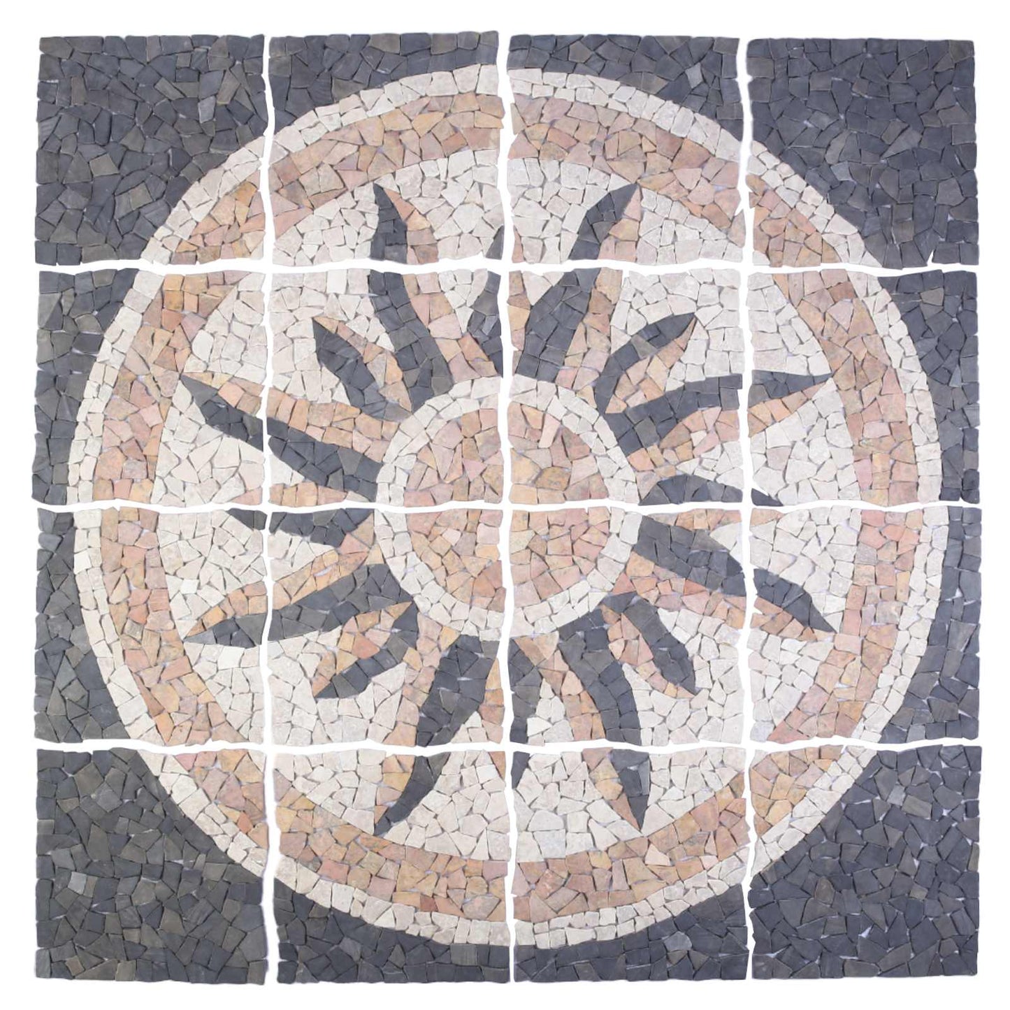 Mozaïektegels Zonnepatroon veelkleurig 120 x 120 cm Marmer