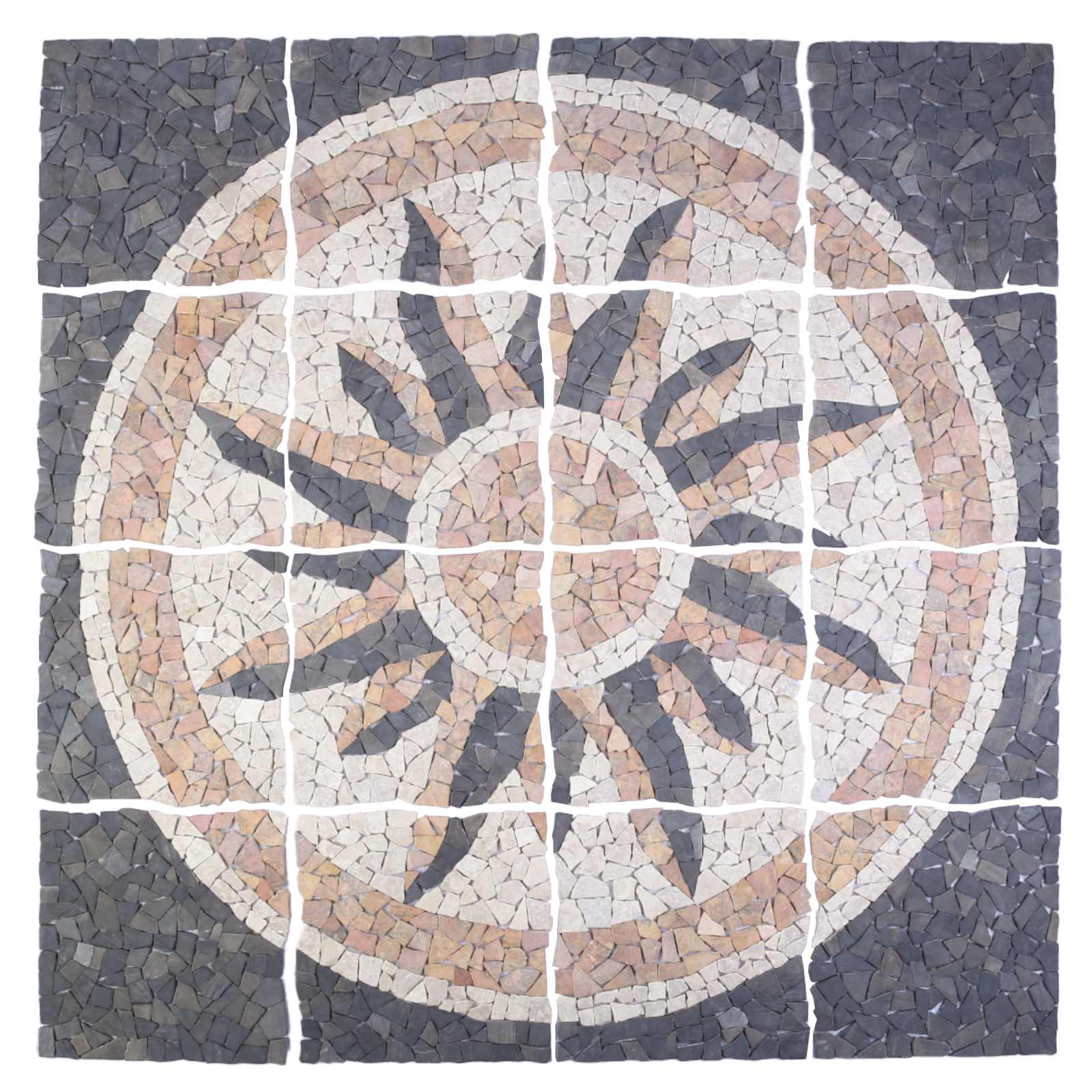 Mozaïektegels Zonnepatroon veelkleurig 120 x 120 cm Marmer