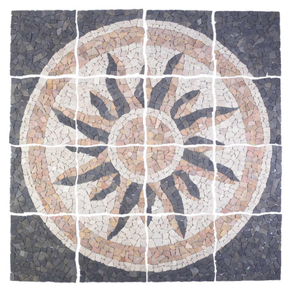 Mozaïektegels Zonnepatroon veelkleurig 120 x 120 cm Marmer