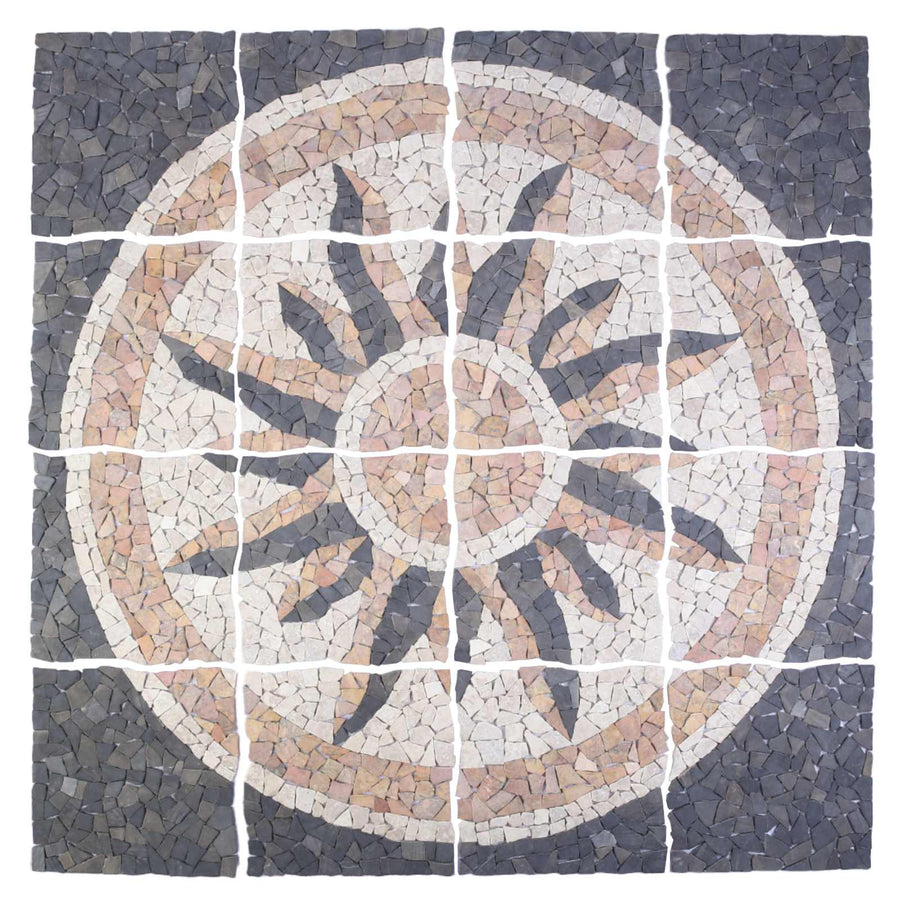 Mozaïektegels Zonnepatroon veelkleurig 120 x 120 cm Marmer