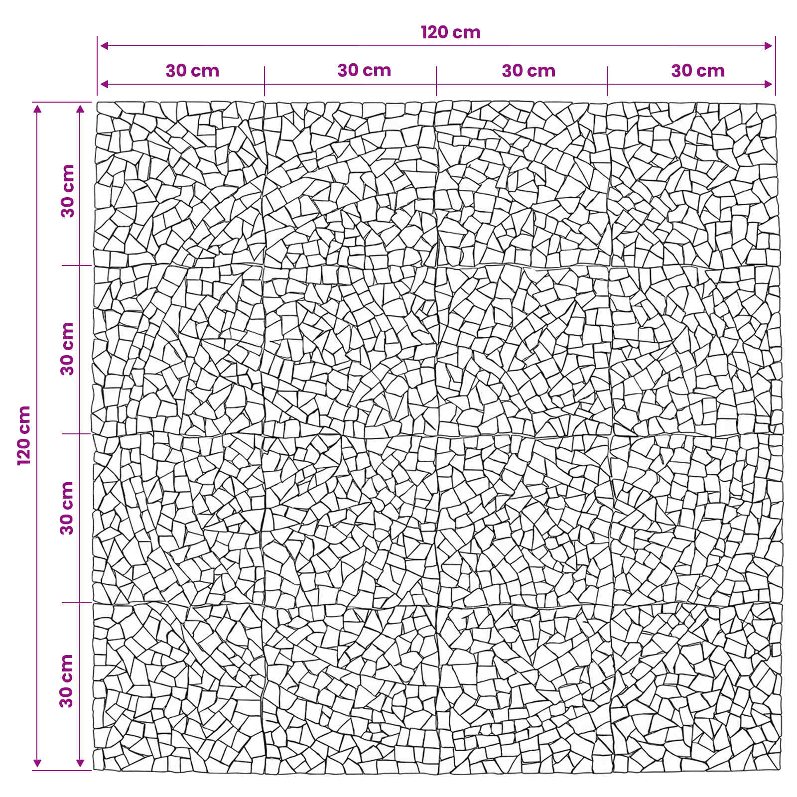 Mozaïektegels Zonnepatroon veelkleurig 120 x 120 cm Marmer