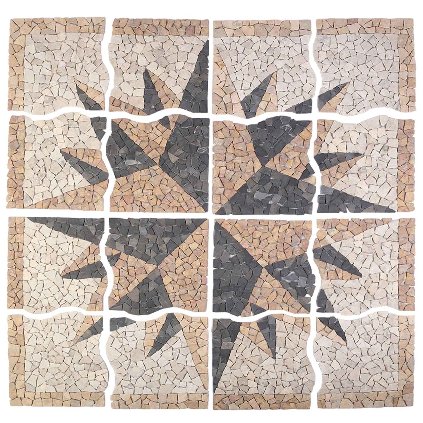 Mosaic Tiles Wind Pattern Meerkleurig 120 x 120 cm Marmer