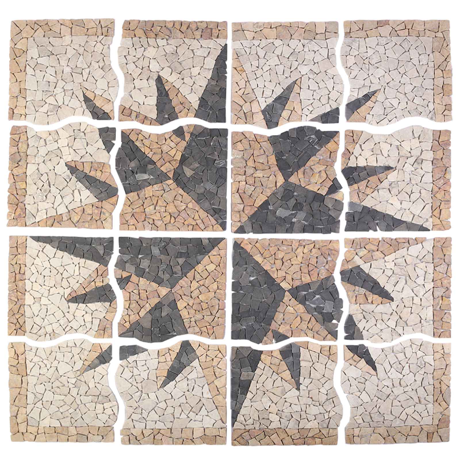 Mosaic Tiles Wind Pattern Meerkleurig 120 x 120 cm Marmer