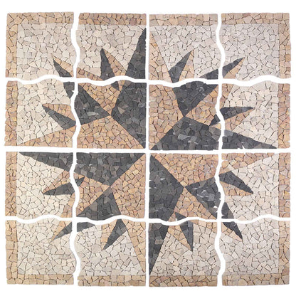 Mosaic Tiles Wind Pattern Meerkleurig 120 x 120 cm Marmer