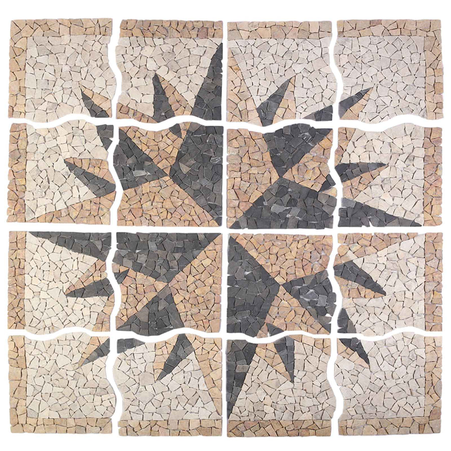 Mosaic Tiles Wind Pattern Meerkleurig 120 x 120 cm Marmer