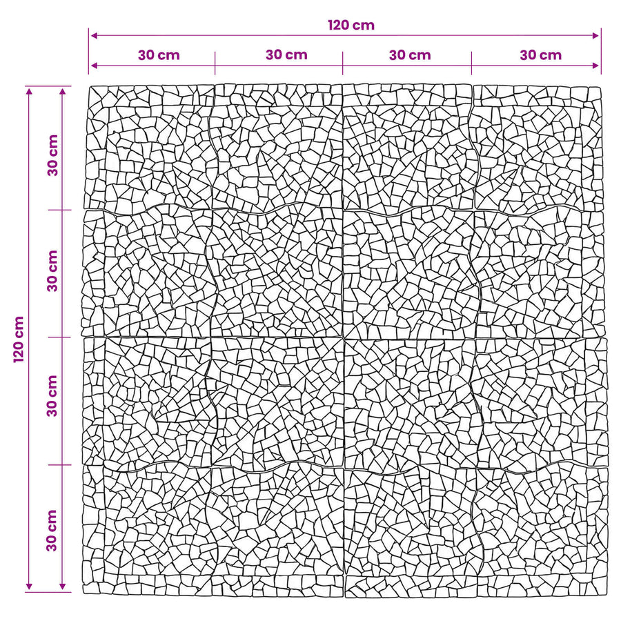 Mosaic Tiles Wind Pattern Meerkleurig 120 x 120 cm Marmer