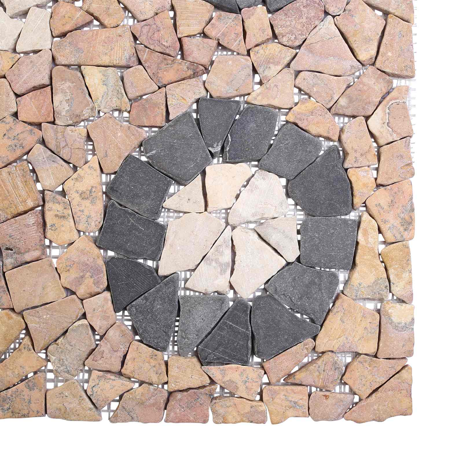Mosaic Tiles Bloem Patroon Meerkleurig 120 x 120 cm Marmer
