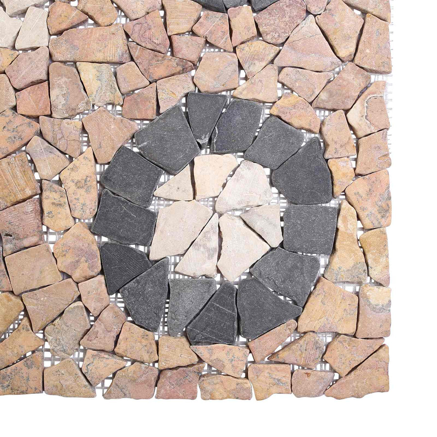 Mosaic Tiles Bloem Patroon Meerkleurig 120 x 120 cm Marmer