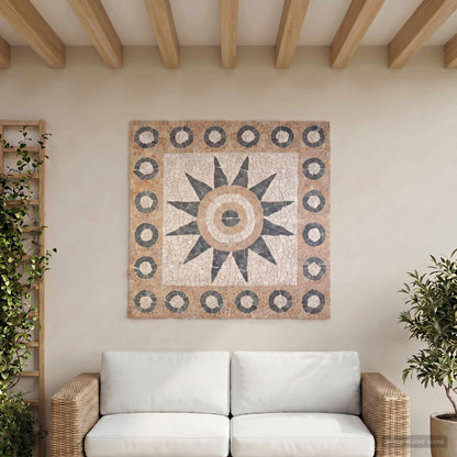 Mosaic Tiles Bloem Patroon Meerkleurig 120 x 120 cm Marmer