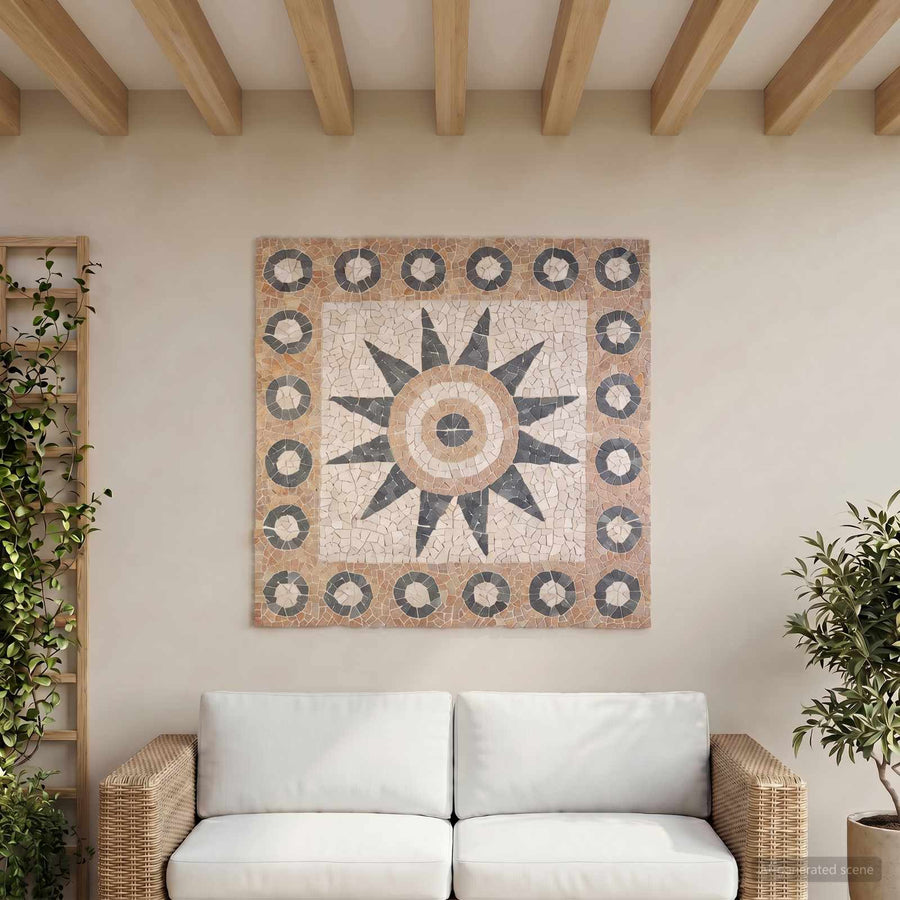 Mosaic Tiles Bloem Patroon Meerkleurig 120 x 120 cm Marmer