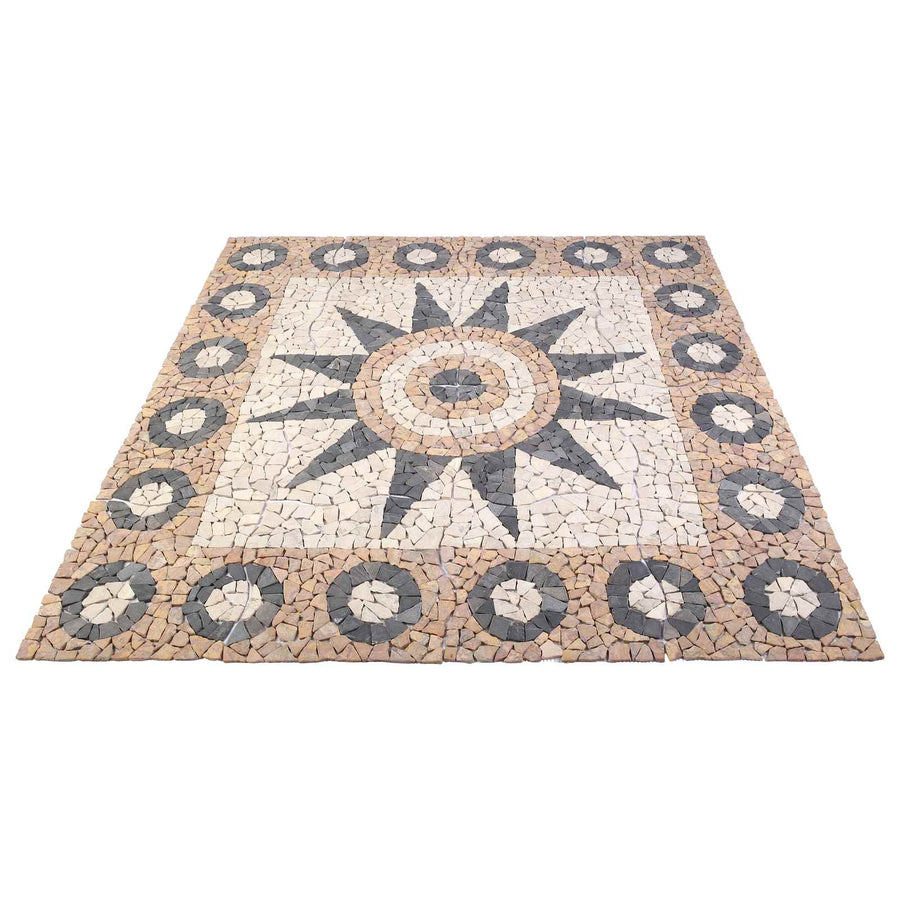 Mosaic Tiles Bloem Patroon Meerkleurig 120 x 120 cm Marmer