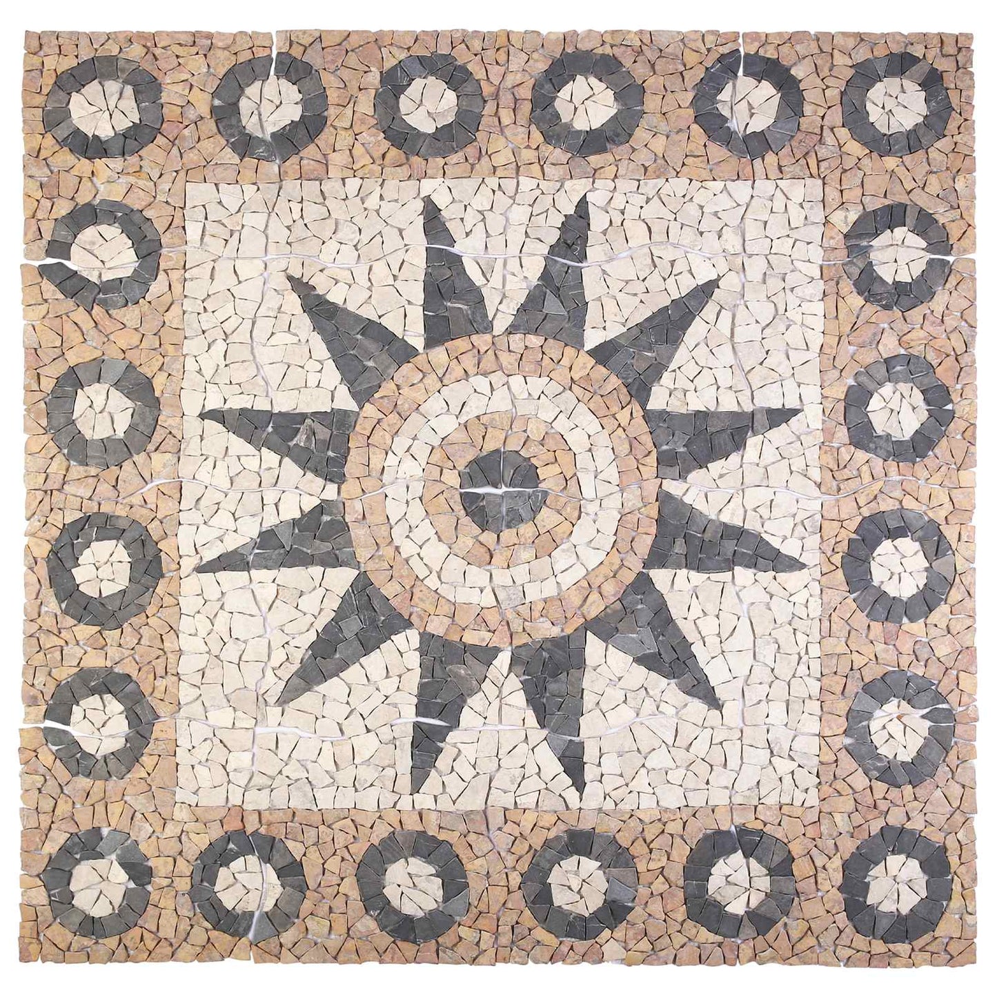 Mosaic Tiles Bloem Patroon Meerkleurig 120 x 120 cm Marmer