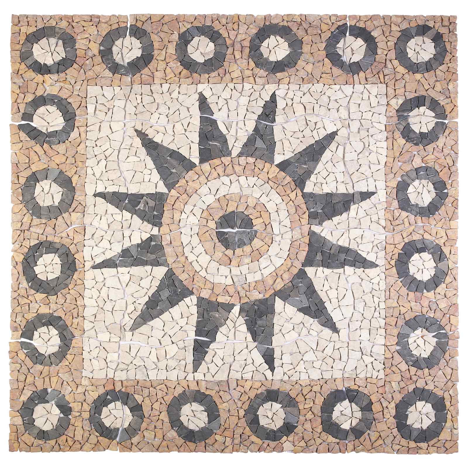Mosaic Tiles Bloem Patroon Meerkleurig 120 x 120 cm Marmer