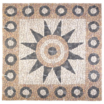 Mosaic Tiles Bloem Patroon Meerkleurig 120 x 120 cm Marmer